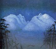 Harald Sohlberg Vinternatt i fjellene painting